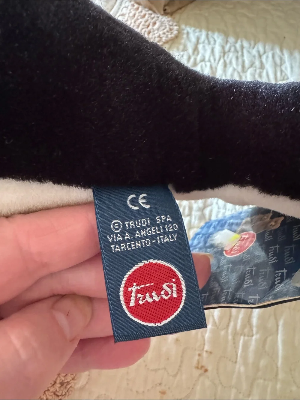 Trudi Orca Whale Plush Toy in Black and White with Red Tag